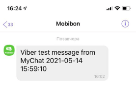 Сообщение в Viber, отправленное из MyChat с помощью сервиса TurboSMS